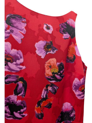 Sleeveless Lined Midi Sheath Flowered Dress