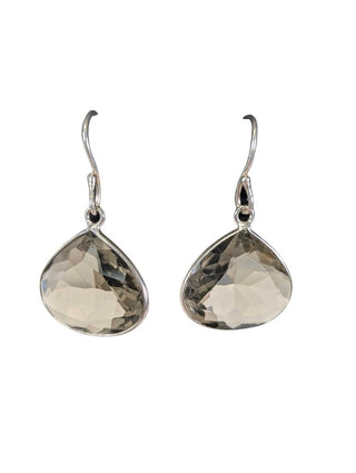 Sterling Plate Smoky Quartz Earrings
