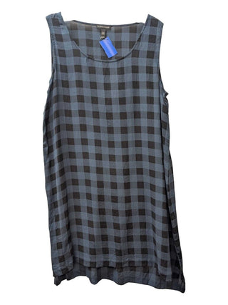 Sleeveless Sheer Plaid Checkered Tunic Length