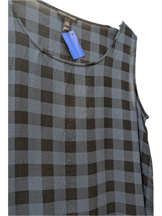 Sleeveless Sheer Plaid Checkered Tunic Length