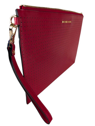 Wristlet Clutch in Perforated Leather