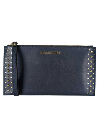 Jet Set Travel Studded Leather Zip Clutch