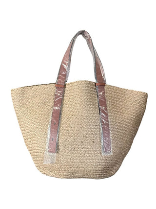 NWT woven straw w/faux leather straps/pocket tote