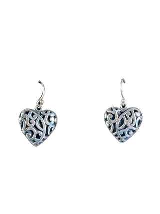 Sterling Ornate Heart Earrings