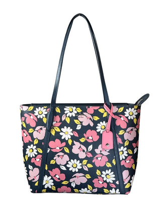 Leather Floral Tote