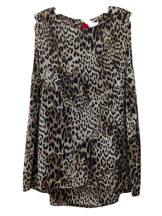 Leopard Print Flutter Front Blouse
