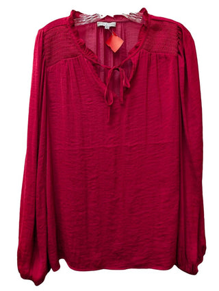Long Sleeve Silky Tie Front Blouse