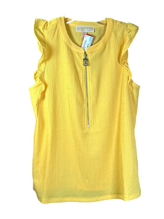 NWT Sleeveless ruffle zip neck