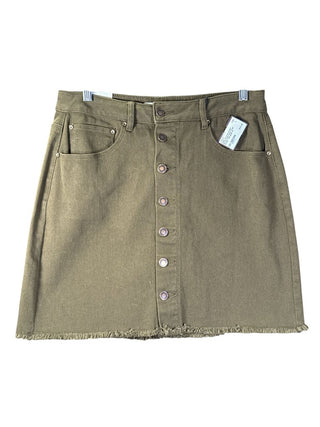 NWT Button front denim fringe bottom mini