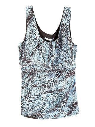 Sheer lined watercolor pattern side zip sleeveless