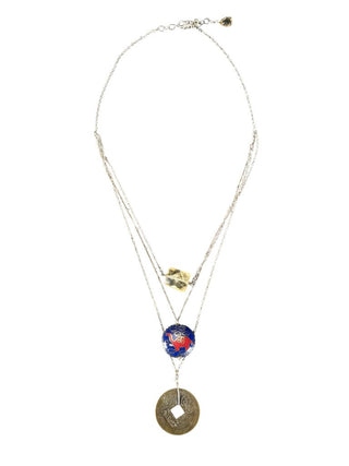 Triple Strand Layered Pendant Necklace
