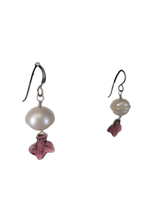 Pearl & Natural Tourmaline Leaf Necklace Earring Set