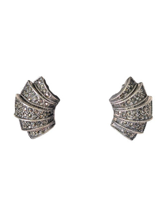 Sterling Marcasite Clip Fan Earrings