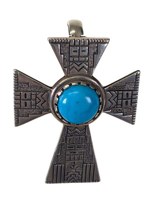 Sterling Turquoise Cross Hinged Extender Pendant