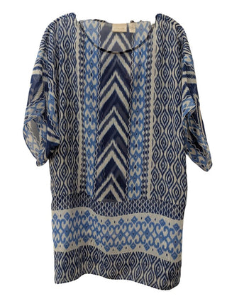NWT Short Sleeve Sheer Geometric Print Tunic