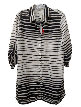 NWT 3/4 Sleeve Sheer Striped Button Up Oversized