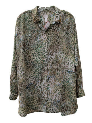 Long Sleeve Abstract Print Button Up