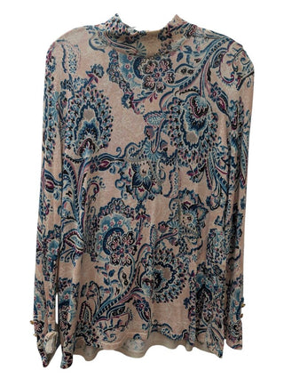 Lightweight Mock Turtleneck Paisley Print