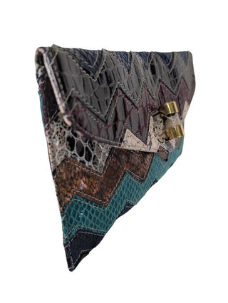 Envelope Clutch Zig Zag Vegan Leather Materials