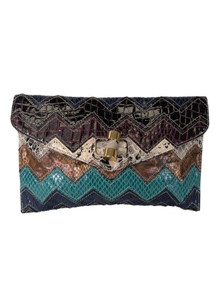 Envelope Clutch Zig Zag Vegan Leather Materials