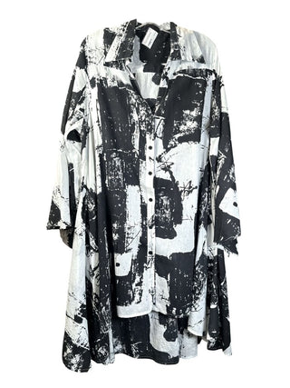Graphic print a line button down