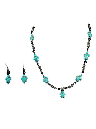 Bead Turtle Necklace with Earrings