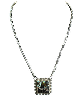 Sterling Black Jack Turquoise Pendant Necklace