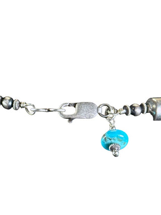 Sterling Oxy Bead Kingman Turquoise Pendant Necklace