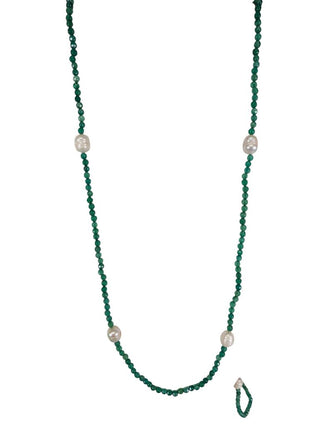 Raw Green Emerald Pearl Necklace