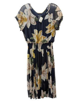 Short Sleeve Floral Mesh Knee Length Dress