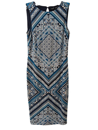 NWT PETITE Sleeveless Pencil Dress Geometric Print
