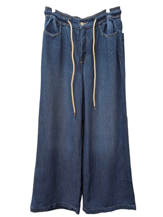Wide Leg Denim Look Drawstring