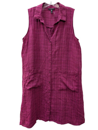 PETITE Sleeveless Button Down Flannel Print