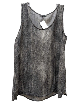Sleeveless Distressed Print Silk Blouse