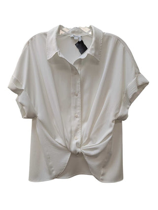 Short Sleeve Button Up Mock Tie Front