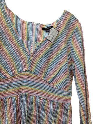 Long Sleeve Rainbow Striped Peplum