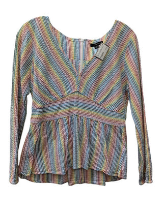 Long Sleeve Rainbow Striped Peplum