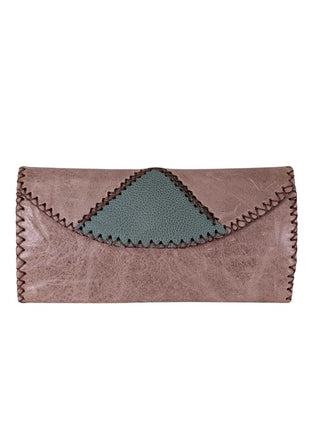 NWT Handmade 2 Tone Leather Flap Trifold