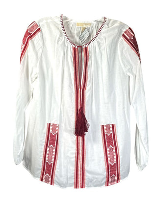 Embroidered pullover w/tassles