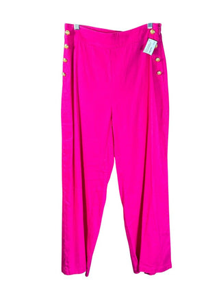 Linen blend side zip wide leg button detail