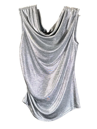 Metallic draped neck