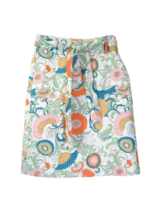 Back zip self belt floral knee length