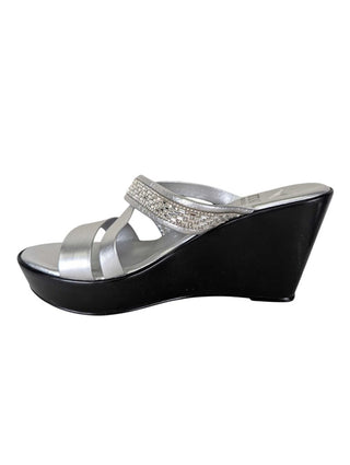 Leather Beaded Slip on Wedge