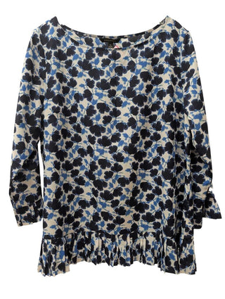 Floral Print Bloude with Ruffled Hem
