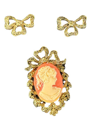 Fashion Cameo Pin Earring Set