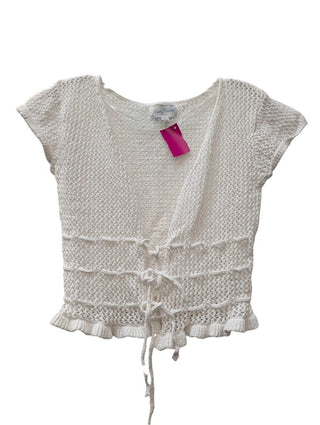 Short Sleeve Open Knit Tie Waist