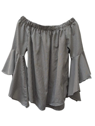 Flare Sleeve Off The Shoulder Striped Blouse