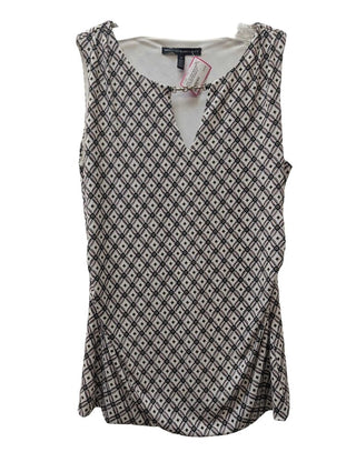 Geometric Print Key Neck Blouse