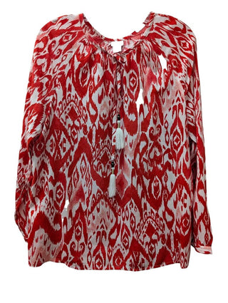 Long Sleeve Geometric Print Blouse