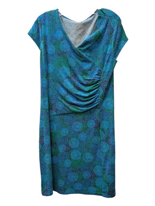 Short Sleeve Side Ruching Geometric Print